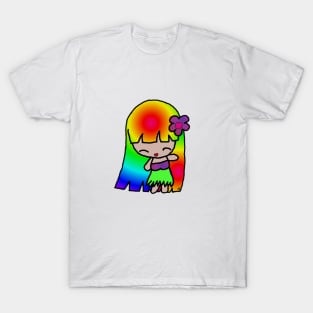 Kawaii Rainbow Hula Girl T-Shirt